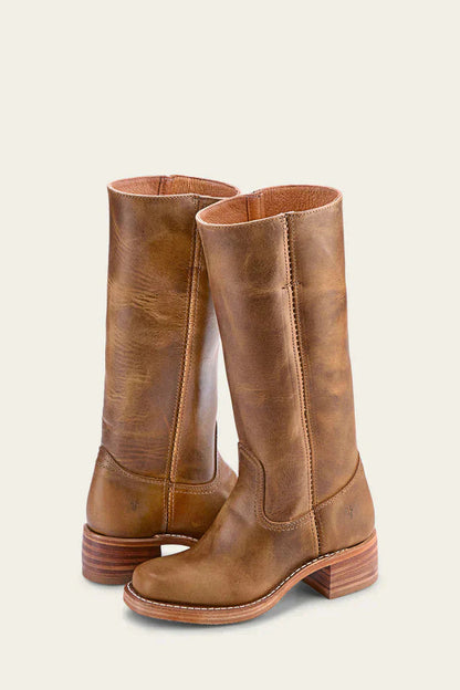 Damen Kniehohe Stiefel Elegantes Leder