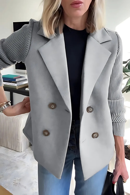 Damen Blazer Strickärmel Maßgeschneidert Hüftlang