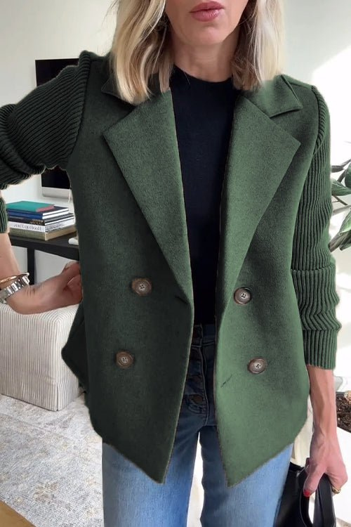 Damen Blazer Strickärmel Maßgeschneidert Hüftlang