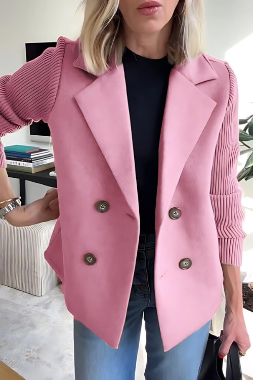 Damen Blazer Strickärmel Maßgeschneidert Hüftlang