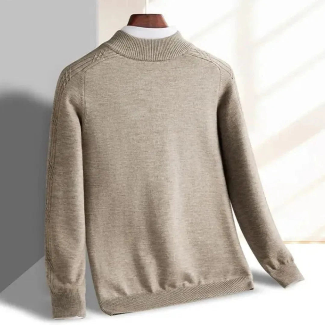 Eveloria Herren Strickpullover Leicht Rippenstruktur Beige - Eveloria