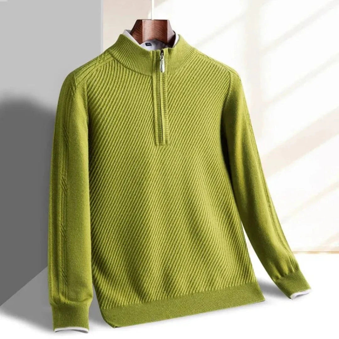 Eveloria Herren Strickpullover Leicht Rippenstruktur Beige