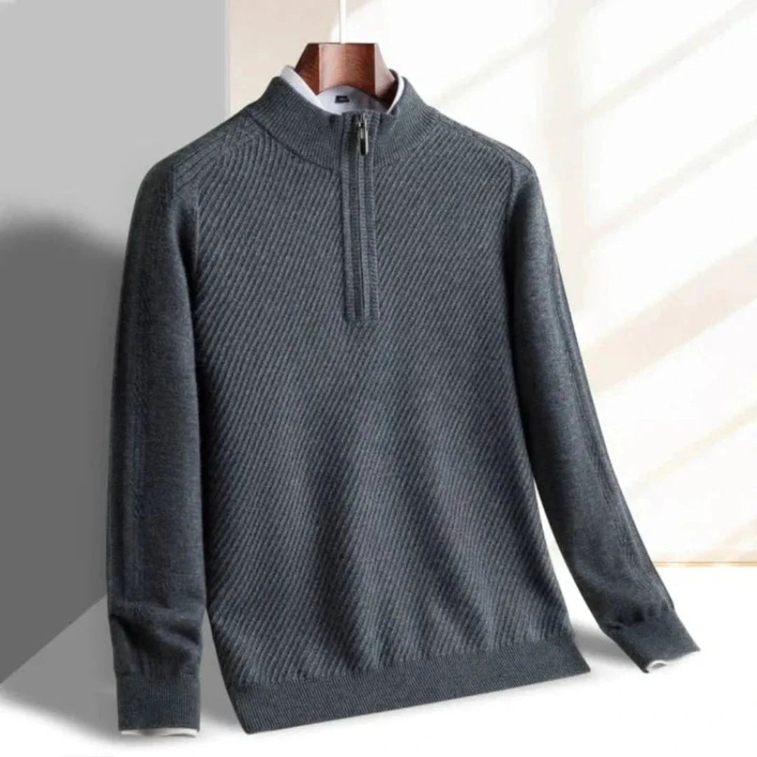 Eveloria Herren Strickpullover Leicht Rippenstruktur Beige