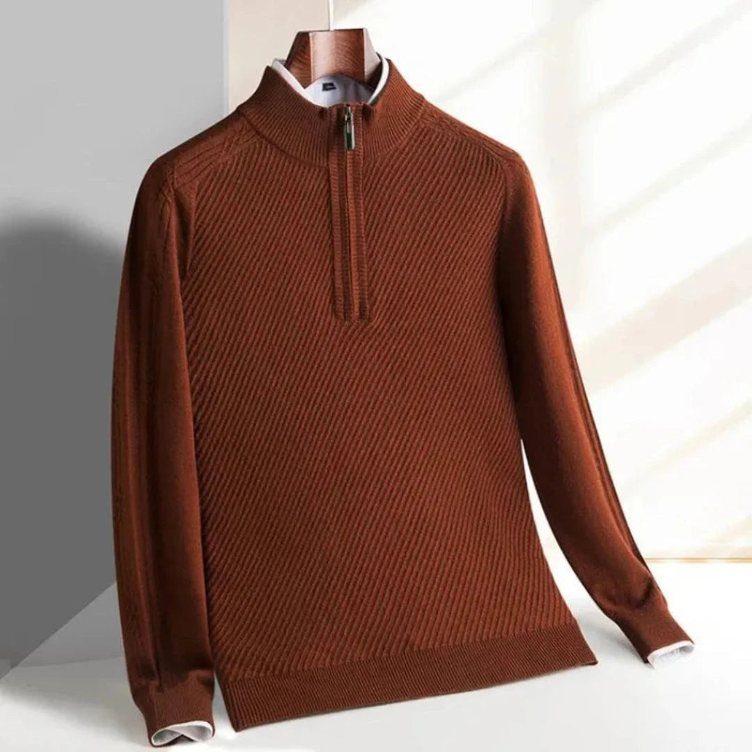 Eveloria Herren Strickpullover Leicht Rippenstruktur Beige