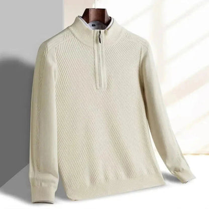 Eveloria Herren Strickpullover Leicht Rippenstruktur Beige
