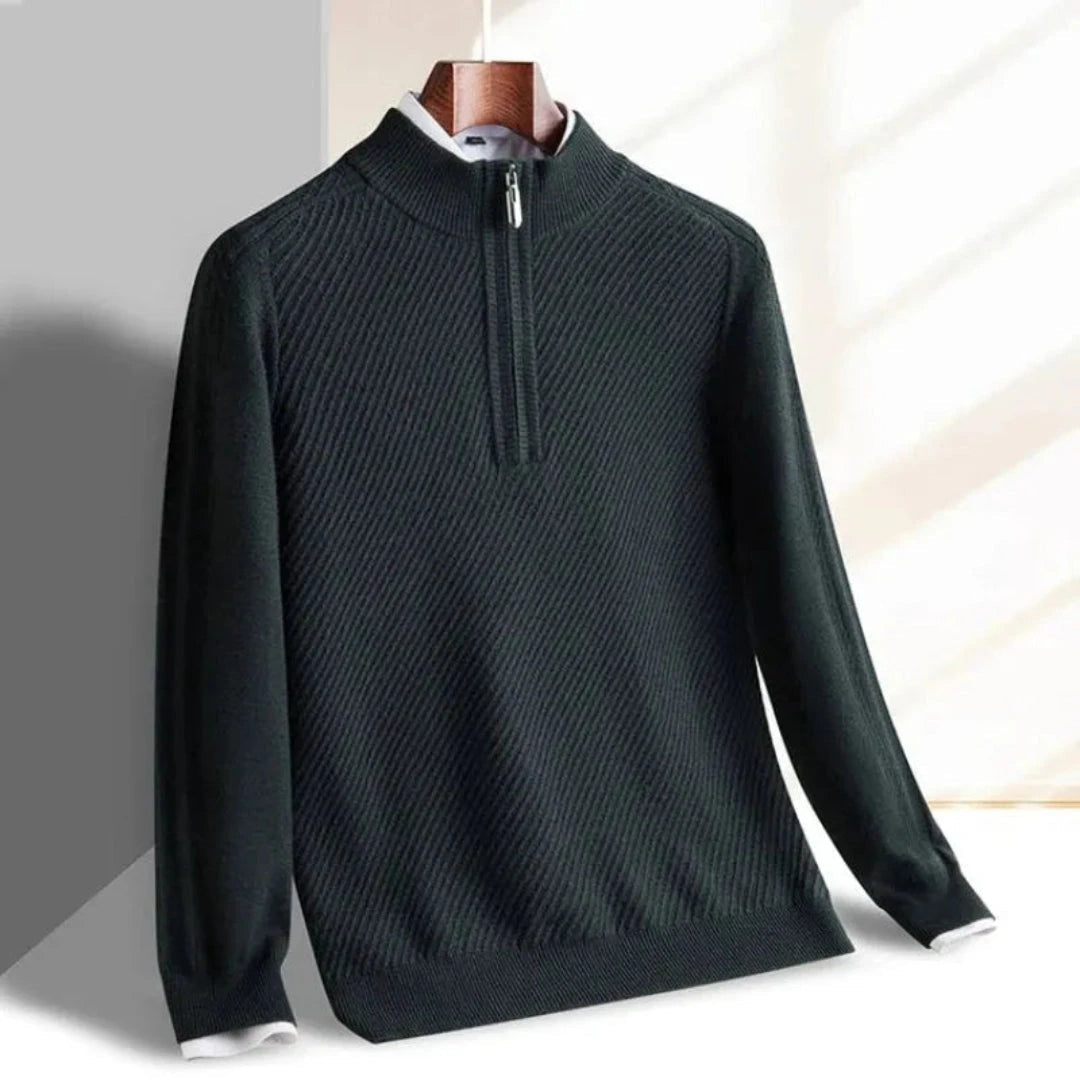 Eveloria Herren Strickpullover Leicht Rippenstruktur Beige
