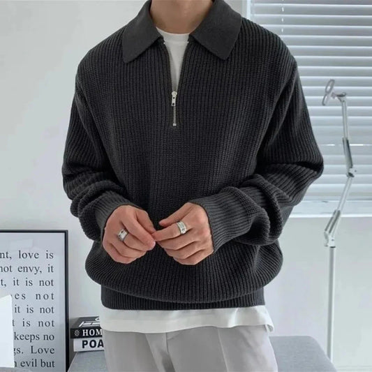Eveloria Herren Strickpullover Rippenstruktur Normaler Schnitt - Eveloria
