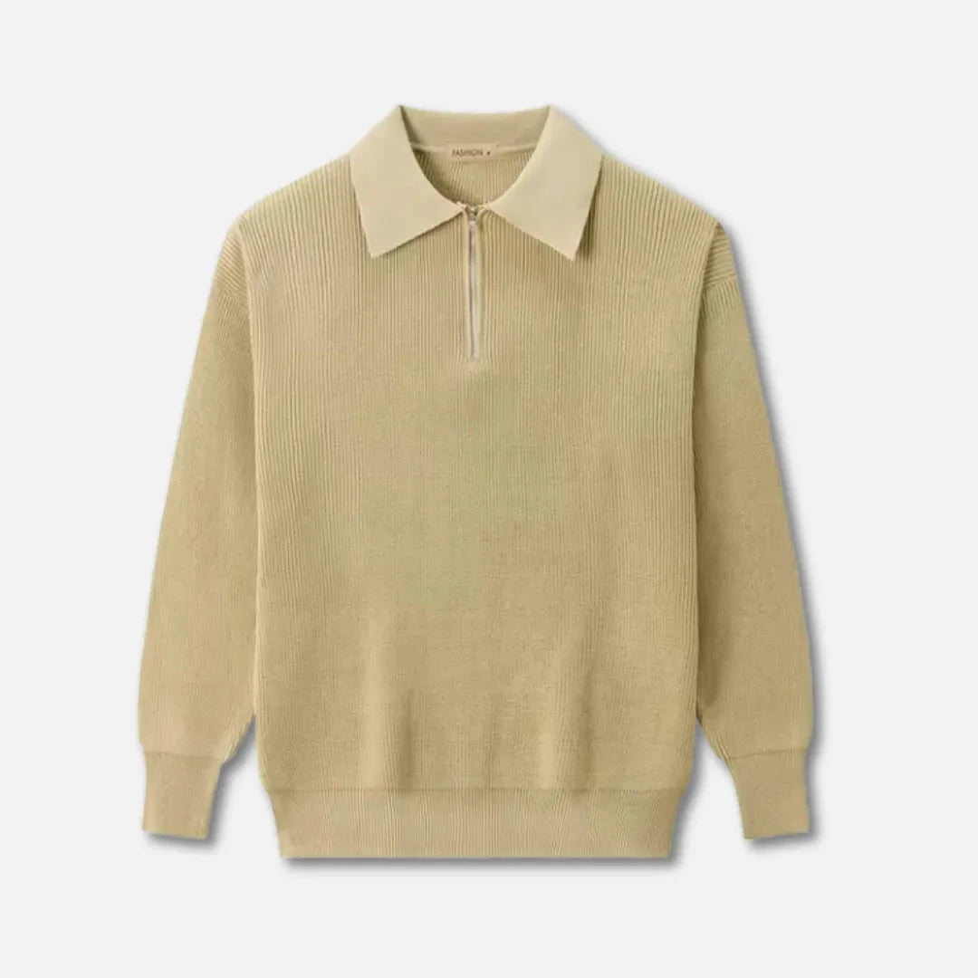 Herren Strickpullover Gerippte Textur Strukturkragen Regulär