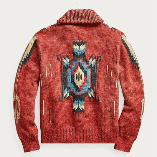 Eveloria Herren Strickjacke Jacquard-Muster - Eveloria