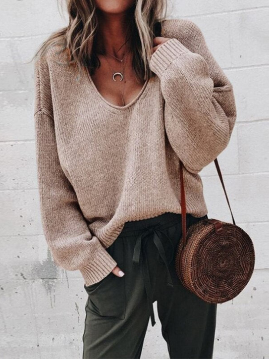 Damen Gestrickter Pullover Figurbetonter Schnitt - Eveloria