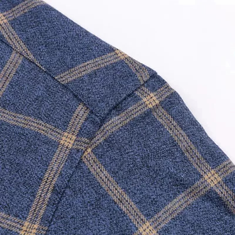 Knopfleiste-Hemd – Herrenhemd mit Kragen und langen Ärmeln mit Karomuster-Chaps Herrenmode