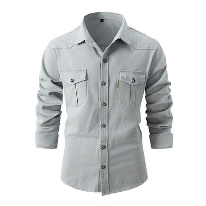 Herren Denim Hemd mit Taschen Blau - Eveloria