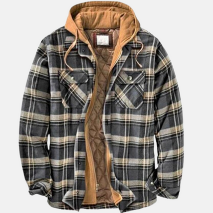 Herren Kariertjacke Warm Lässig Knöpfen Braun