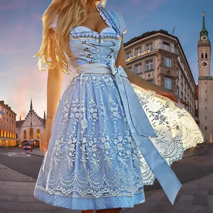 Eveloria Damen Spitzendirndl Bestickt mit Bandverschluss