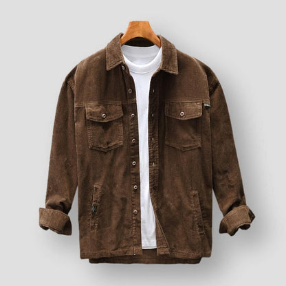 Herren Kordhemd mit Knöpfen Beige - Eveloria