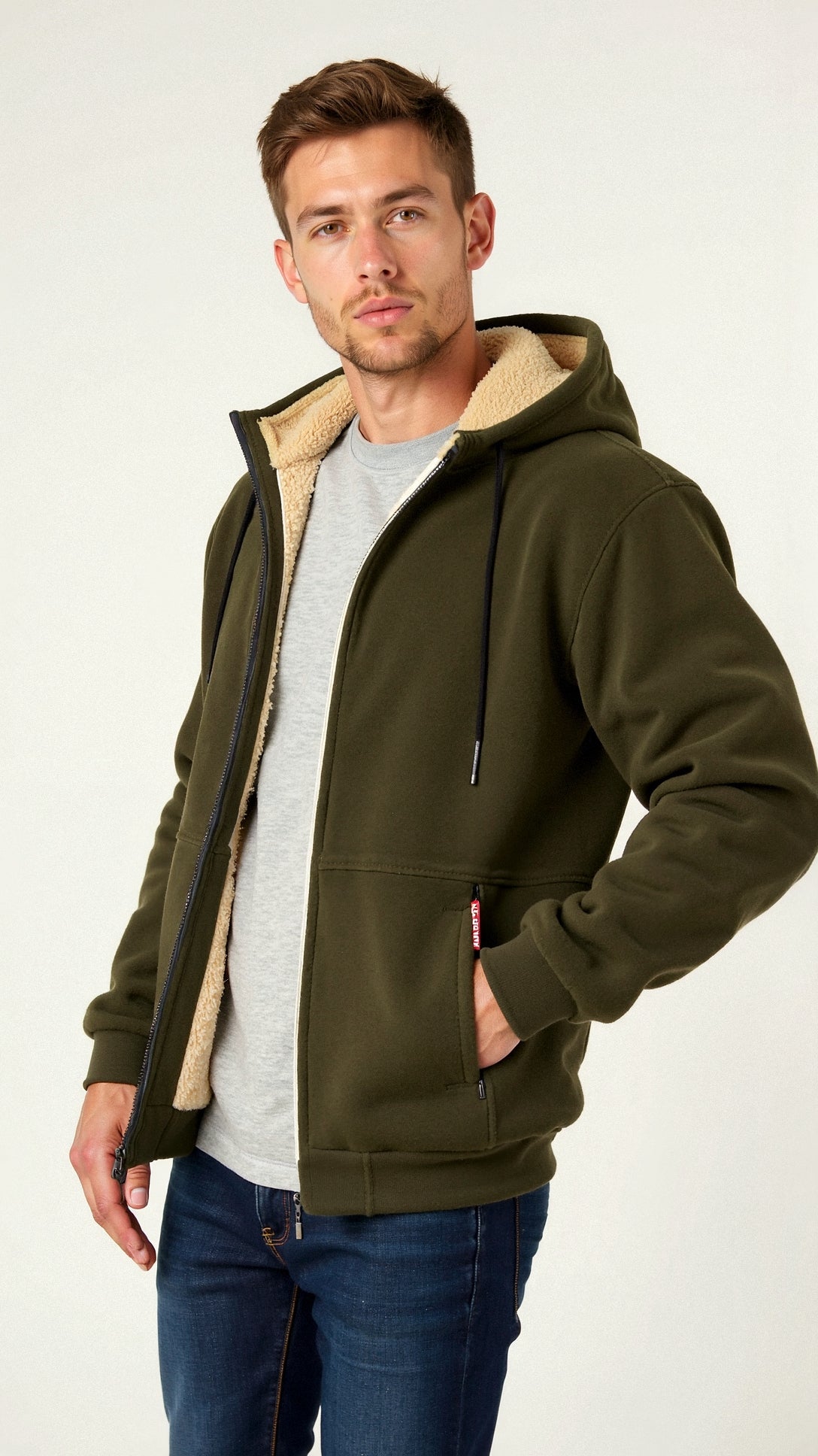 Herren Hoodie Fleece Kapuzenjacke Reißverschluss