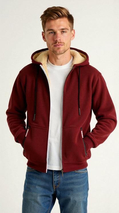 Herren Hoodie Fleece Kapuzenjacke Reißverschluss