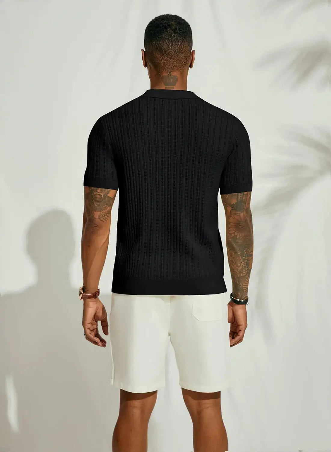 Kurzarm-Pullover - Umlegekragen - Gestrickt - Button-Up Shirt - Herrenhemd-Chaps Herrenmode