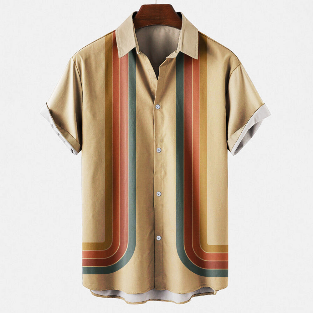 Herren Kurzarmhemd Leichtes Retro-Design mit Knöpfen - Eveloria