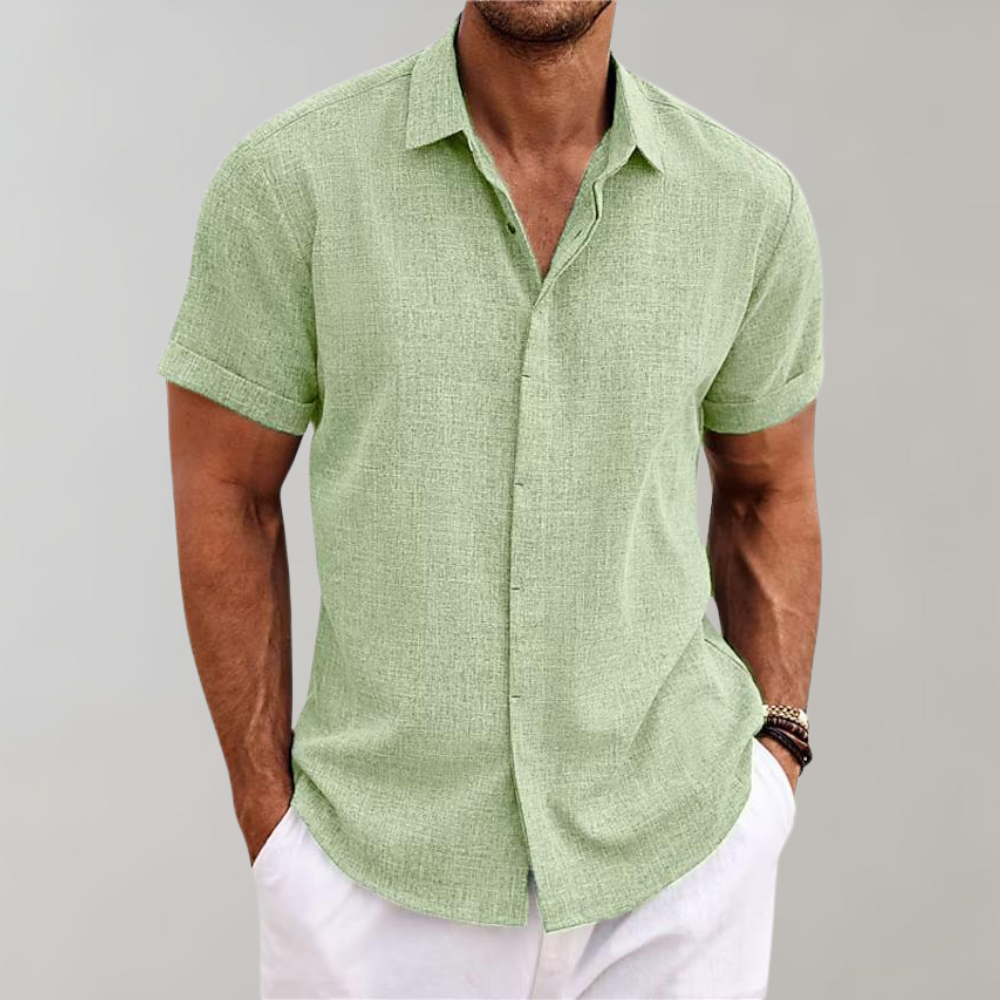 Kurzarmhemd – geknöpft – Sommer – Poloshirt – Herrenhemd-Grün-S-Chaps Herrenmode