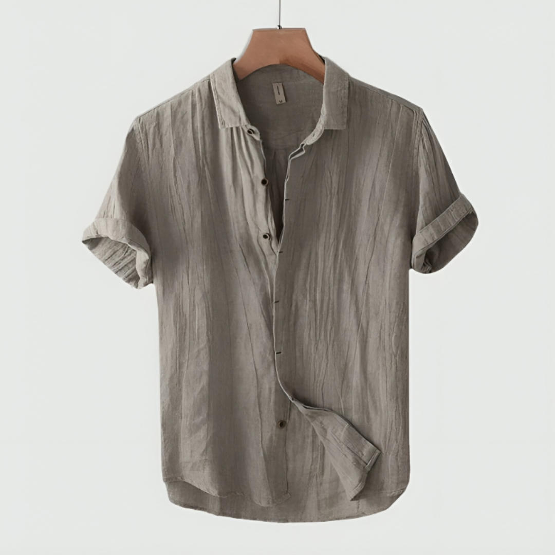 Herren Kurzarmhemd Leicht Button-Down Baumwolle Weiß - Eveloria