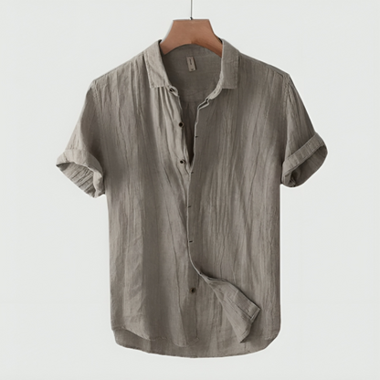 Herren Kurzarmhemd Leicht Button-Down Baumwolle Weiß - Eveloria