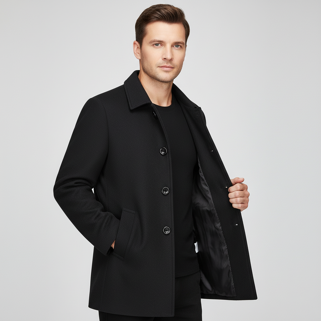 Herren Trenchcoat Einreihig Maßgeschneidert Winterbeige - Eveloria