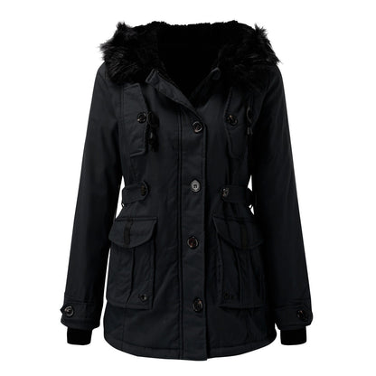 Damen Longline Winterjacke Warm Kapuzen