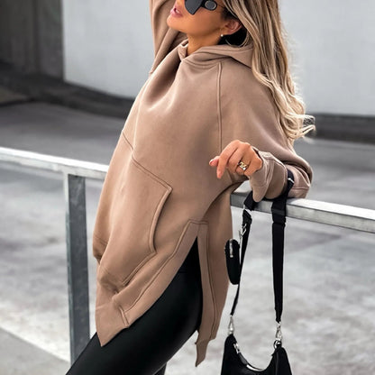 Eveloria Damen Kapuzenjacke Schlitztaschen