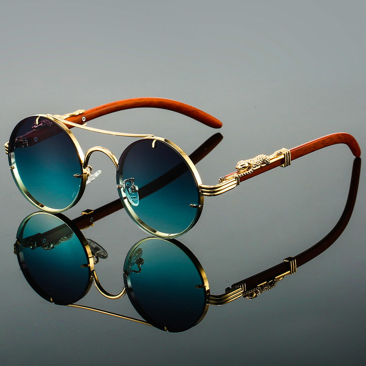 Herren Sonnenbrille Rund Retro Acetat