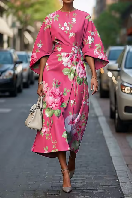 Damen Midikleid Eleganter Kimono-Schnitt