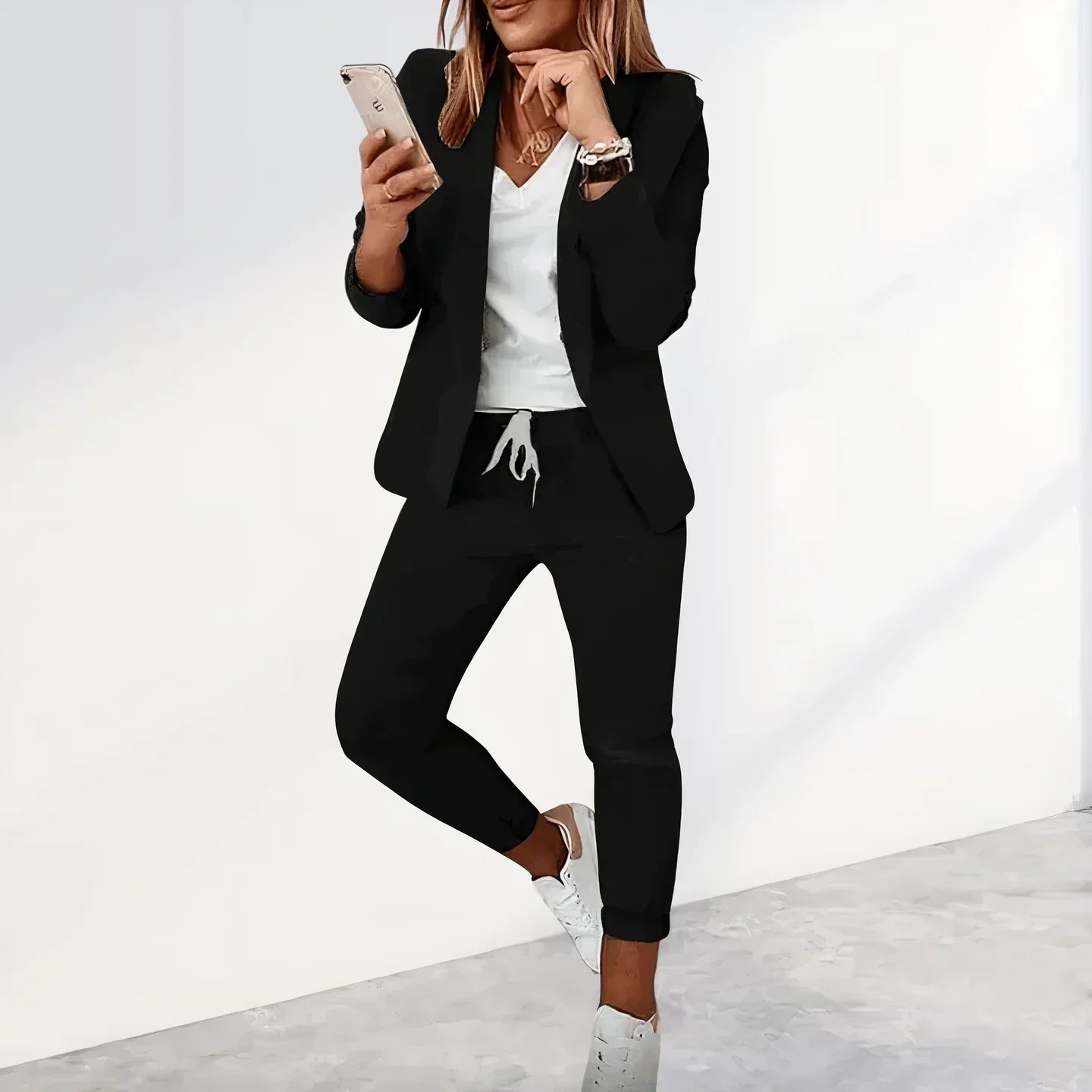 Eveloria Damen Blazer Jogginghosen-Set Lässig