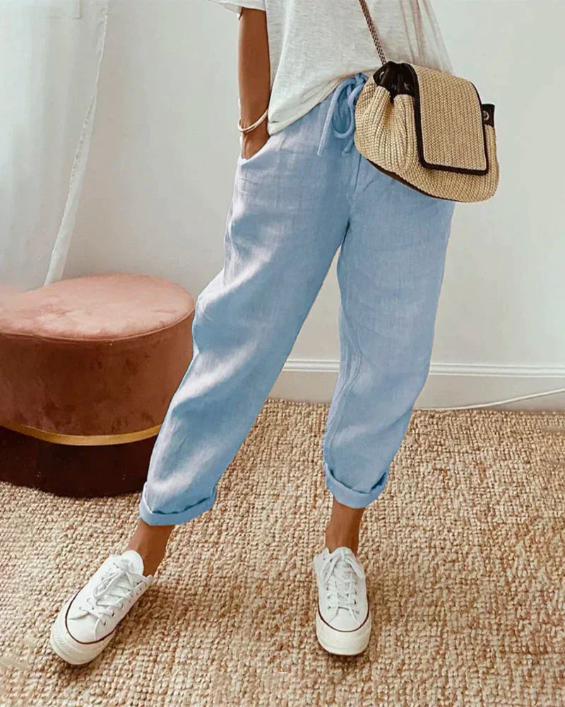 Eveloria Damen Hosen Baumwolle Einfach