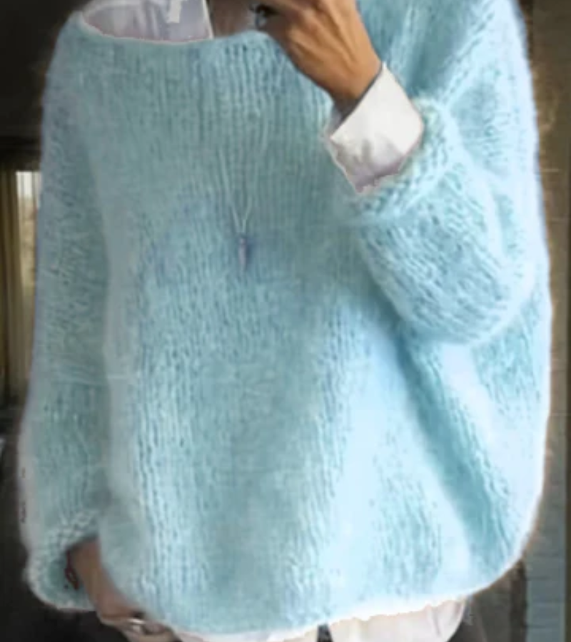 Damen Oversize Strickpullover Lang