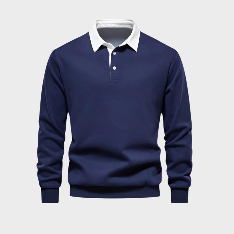 Herren Langarm-Polo Halbgeknöpft Freizeit - Eveloria