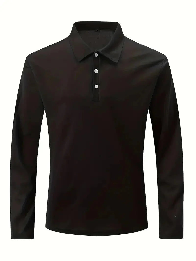 Langarm-Polohemd – Atmungsaktiv – Halbgeknöpft – Polohemd – Herrenhemden-Chaps Herrenmode
