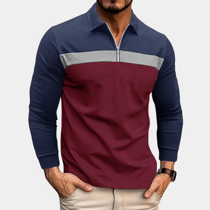 Herren Langarm Poloshirt mit Kragen und Reißverschluss - Eveloria