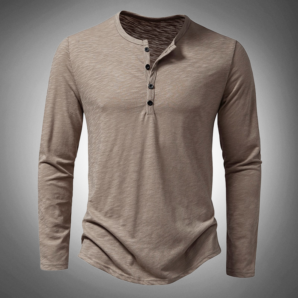 Herren Langarm-T-Shirt Baumwolle Einfarbig - Eveloria
