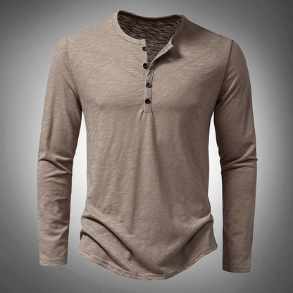 Herren Langarm-T-Shirt Baumwolle Einfarbig - Eveloria