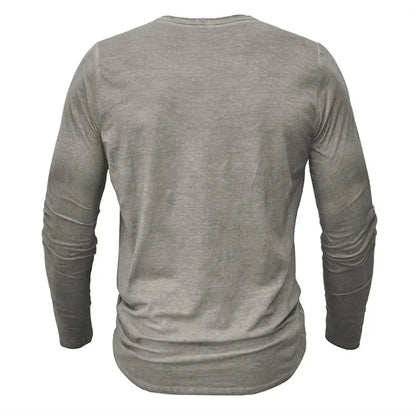 Langarm-T-Shirt – Halbknopfleiste – Pullover – Henley-Shirt – Herrenhemd-Chaps Herrenmode