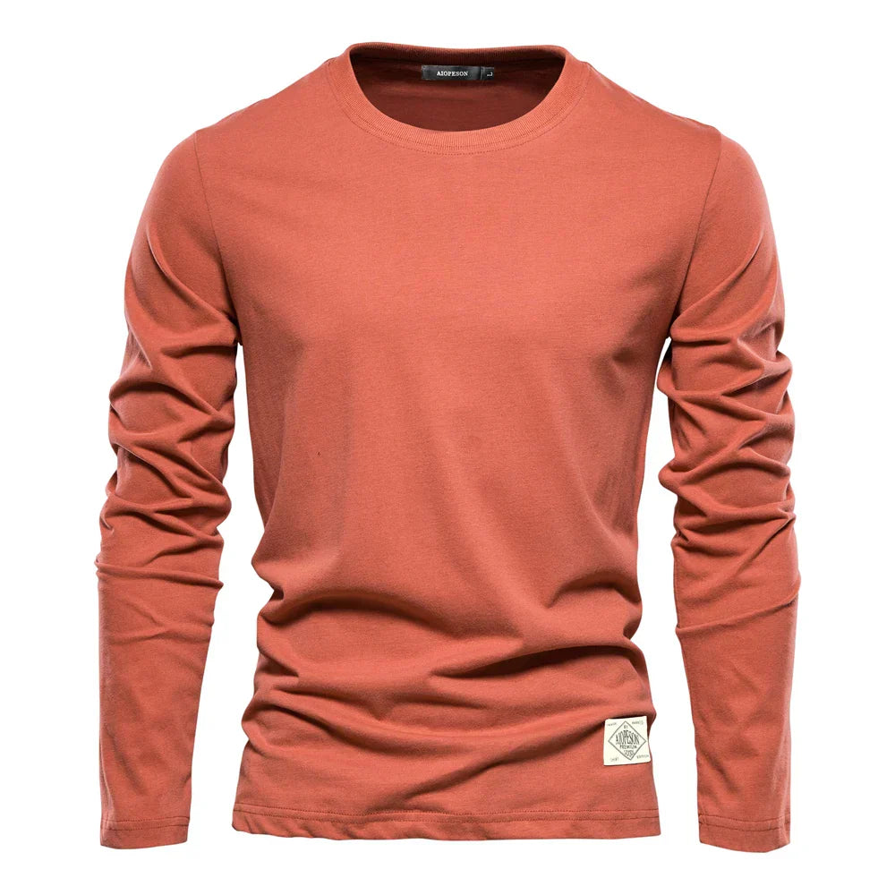 Herren Langarm-T-Shirt Einfarbig Rundhals Schwarz - Eveloria