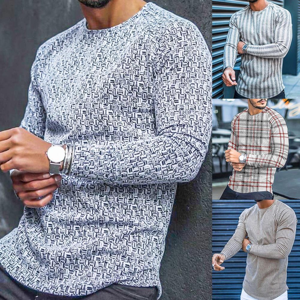 Herren Langarm-T-Shirt Rundhalsausschnitt Baumwolle Weiß - Eveloria