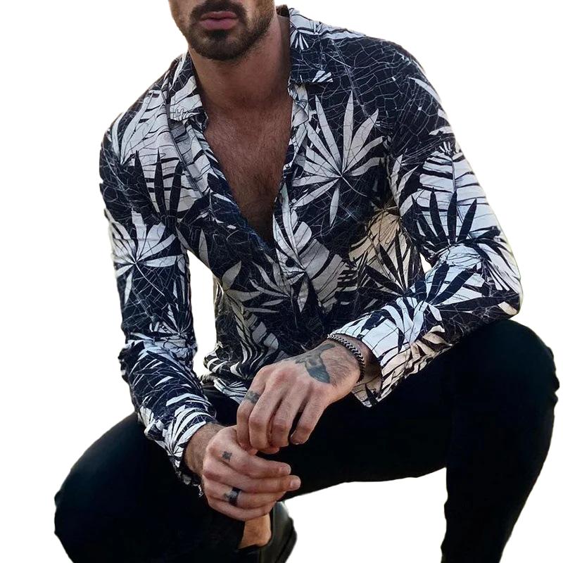 Herren Hawaiihemd Langärmelig Bedruckt Button-Down - Eveloria