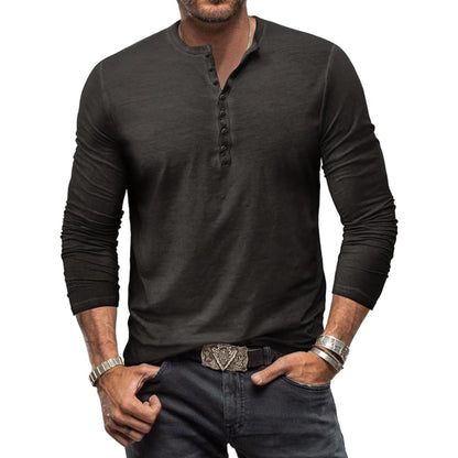 Herren Langärmel T-Shirt Casual Henley Shirt - Eveloria