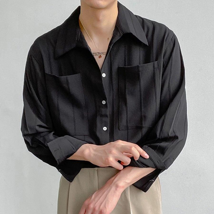 Herren Langarmhemd Leichtgewicht Loose Fit Button-Up Weiß - Eveloria