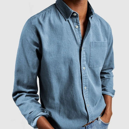 Langarmhemd | Regular Fit | Hemd mit Kragen | Hemd mit Knopfleiste | Herrenhemd-Hellblau-S-Chaps Herrenmode