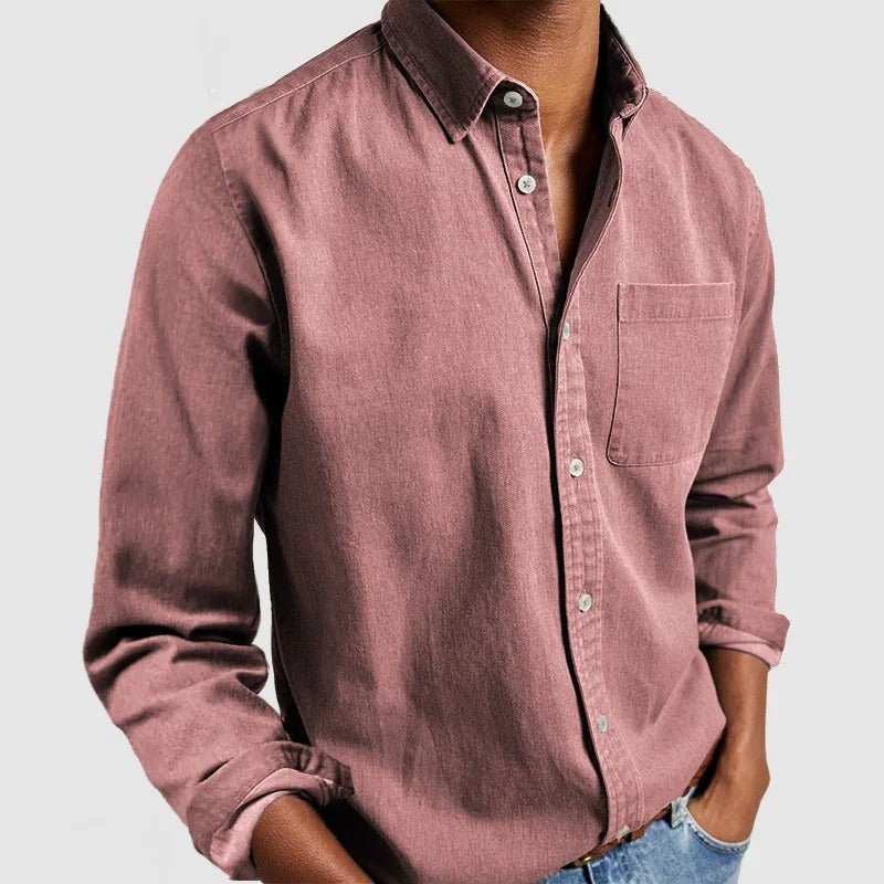 Langarmhemd | Regular Fit | Hemd mit Kragen | Hemd mit Knopfleiste | Herrenhemd-Rosa-S-Chaps Herrenmode