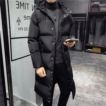 Lange Daunenjacke – Warmer Wintermantel mit Kapuze für Männer-Chaps Herrenmode