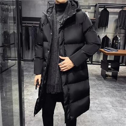 Lange Daunenjacke – Warmer Wintermantel mit Kapuze für Männer-Chaps Herrenmode