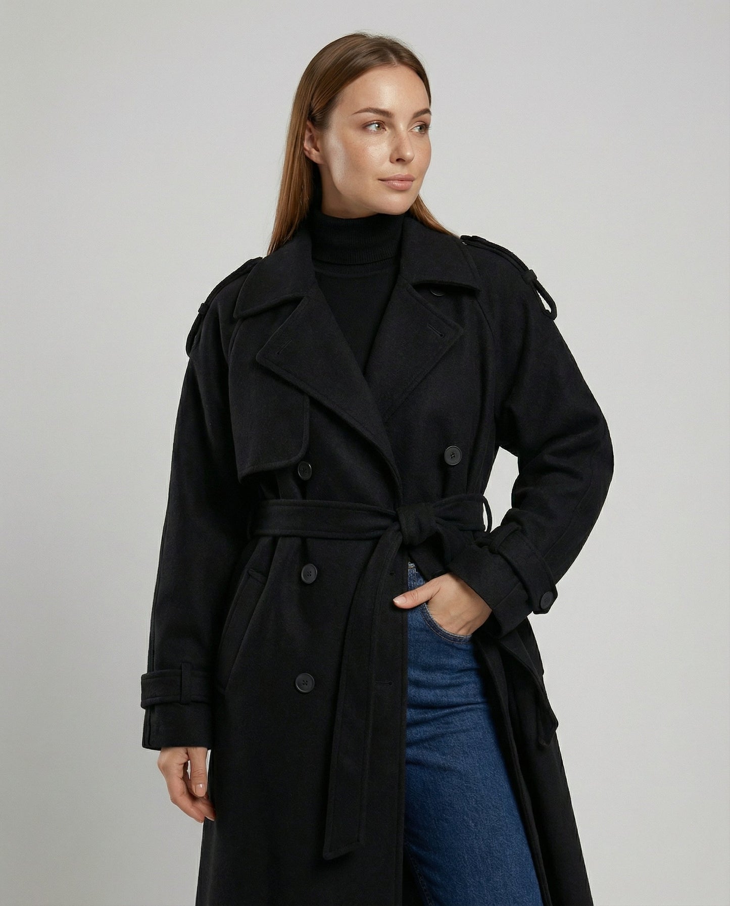 Oversized Damen Winterjacke Wolle